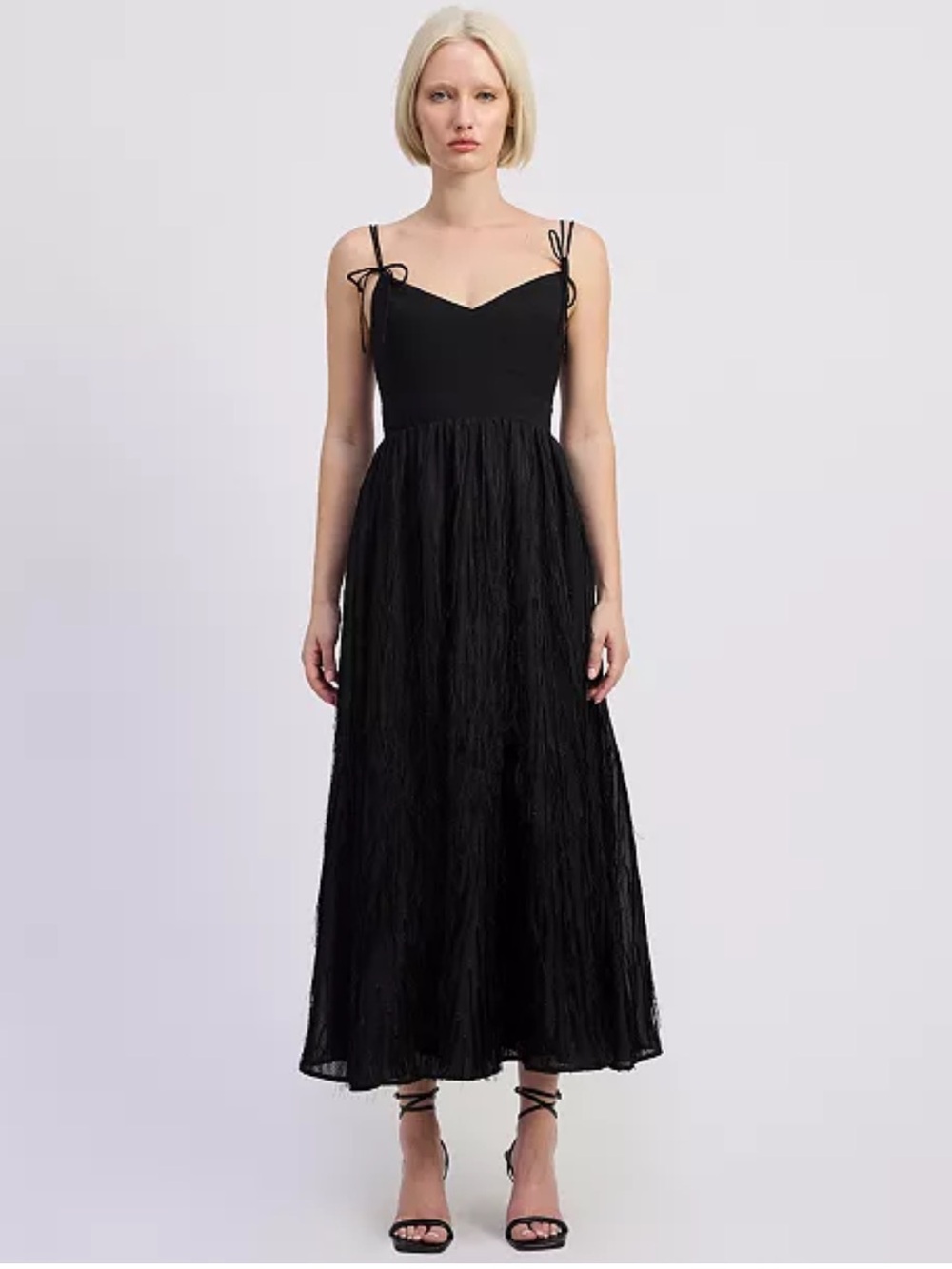 En Saison Black Tie Strap Midi Dress – Size M
